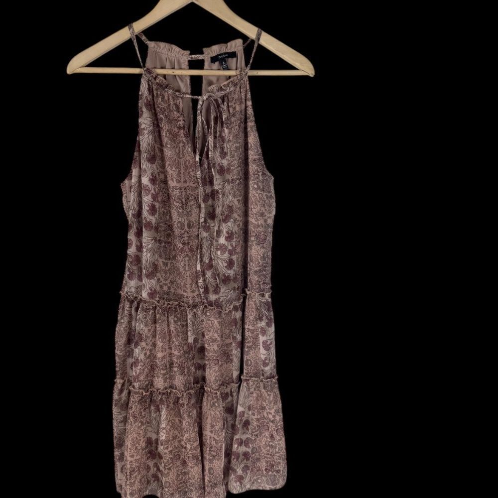 Anthropologie Drew Naomi Pink/Tan Women's Halter Neck Floral Dress Sz S